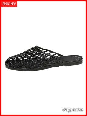Clear Mesh Flat Sandals Closed Toe Slides Comfort Walking Non-Slip Beach